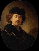 Rembrandt Peale Self portrait Wearing a Toque and a Gold Chain oil painting